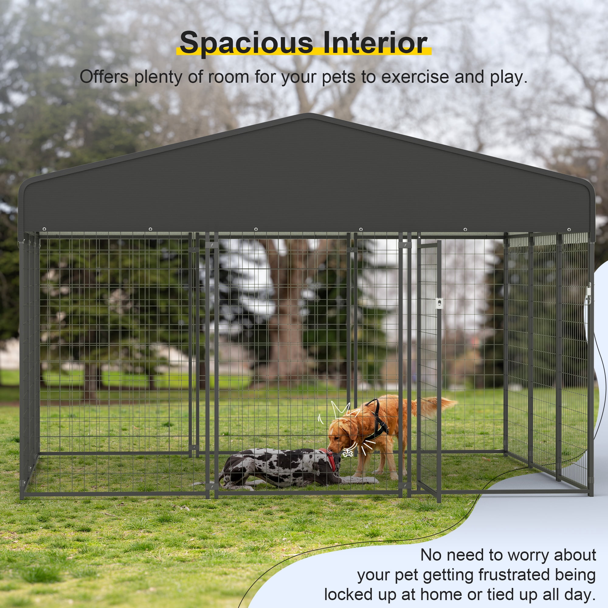 10×10×6.5 ft Large Dog Crate Heavy Duty Dog Kennel Outdoor Dog Playpen w/ Waterproof Cover Dog Crates For Large Dogs Dog House Outdoor Dog Enclosure