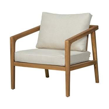 Christopher Knight Home Classic Outdoor Club Chairs with Cushions, Solid Wood Frame, Beige, Set of 2