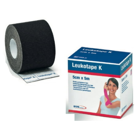 BSN Medical Leukotape K - Kinesiology Therapeutic Adhesive Tape, 2" x 5m Black, 5 Pack
