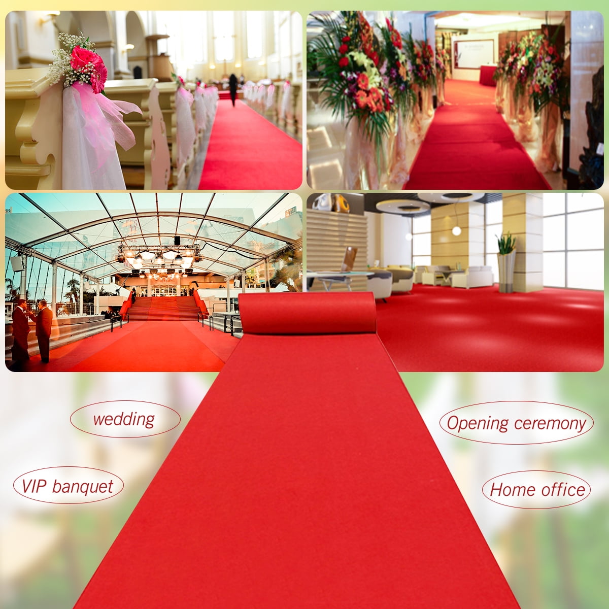 3ft//4ft 20-50ft Red Carpet Floor Runner Rug Wedding Hollywood Hallway Event