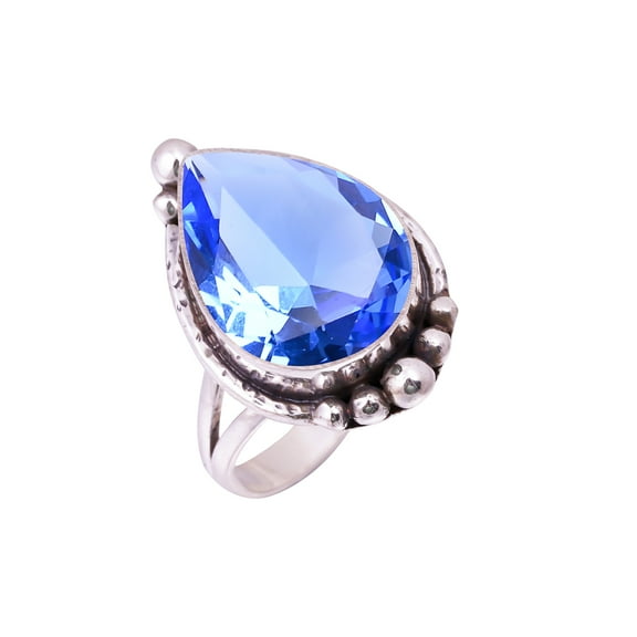 Tanzanite Gemstone 925 Sterling Silver Ring, 18X13 mm Pear Gemstone Ring, Vivid Blue Ring, Christmas Gift, Unique Jewelry Ring, Adjustable Ring V10327