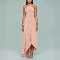 thumbnail image 7 of Kvture Women's Ruffle Halter Chiffon Maxi Dress Elegant Summer Sleeveless Cocktail Party Formal Wedding Guest Dresses Beige, 7 of 7