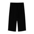 thumbnail image 4 of Juslio Girls Pants Summer Children Kids Boy Girl Solid Color Casual Elastic Waist（Black Capris， 4 Years）, 4 of 6