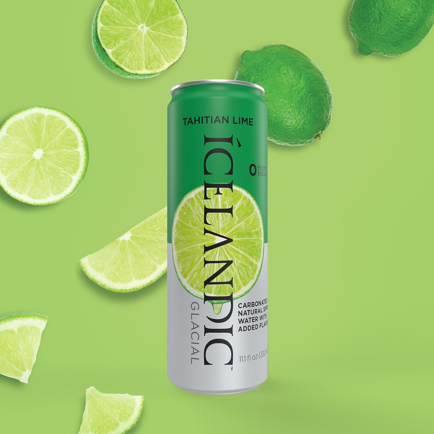 Icelandic Glacial Carbonated Natural Tahitian Lime Spring Water 10 - 330 ml Cans