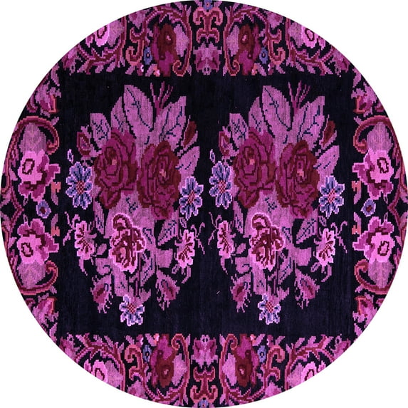 Ahgly Company Indoor Round Medallion Purple French Area Rugs, 5' Round