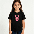 thumbnail image 2 of Girls Graphic Tees Pink Lobster Kids T Shirt Cute Ocean Summer 100% Cotton Short Sleeve Soft Tops 4-13Y, 2 of 5