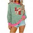 thumbnail image 2 of ICHUANYI Womens Striped Heart Print Oversized Sweatshirt Color Block Crew Neck Long Sleeve Casual Loose Pullover Top Sweatshirts, 2 of 6