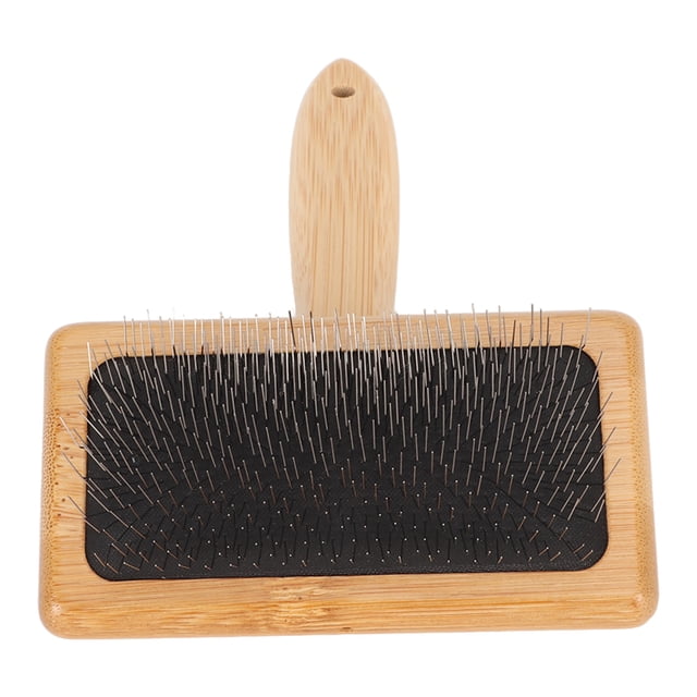 Macrame Slicker Comb With Hole Air Bag Cushion Finely Polished Bamboo Cleaning Slicker Brush For Removing Shedding Dirt