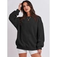 thumbnail image 2 of Womens Oversized Sweatshirt Crewneck Loose fit Long Sleeve Fleece Pullover 2023 Fall Casual Clothes Hoodie Top, 2 of 13