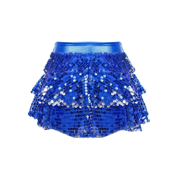renvena Big Girls Ballet Dance Athletic Scooter Skorts Pleated Tutu Skirts Sequins Dance Dress Royal Blue 10