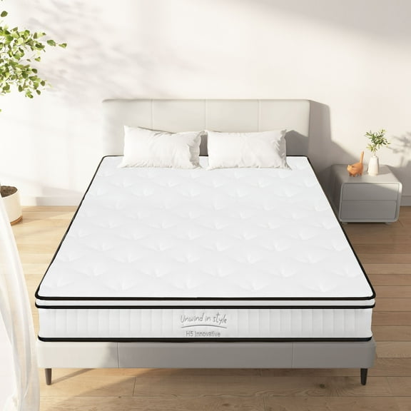 SogesHome 10" Spring Mattress, Full Size Hybrid Mattress, Medium Firm Bed Mattress, White