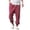 Red, variant on Migroa Men Linen Drop Crotch Wide Leg Baggy Harem Pants Summer Elastic Waist Jogger Yoga Trousers Chino Joggers for Men Twill Stretch Casual Pants with Pockets Black L
