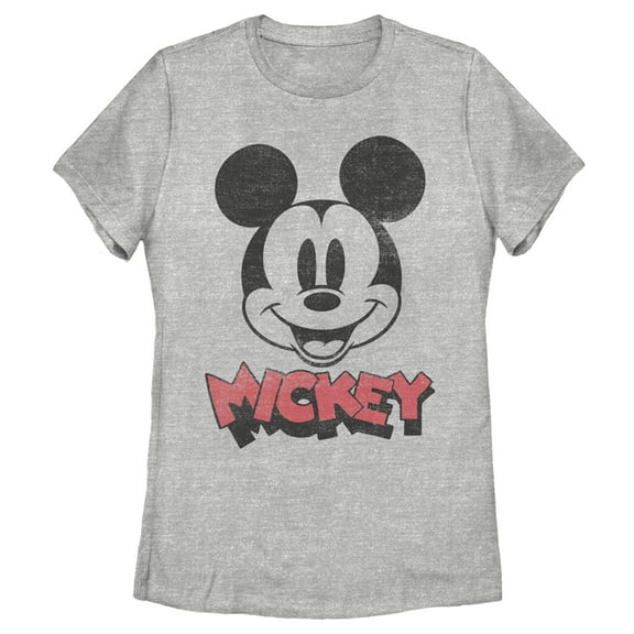 Women's Mickey & Friends Mickey Mouse Retro Headshot Graphic Tee Athletic Heather Large