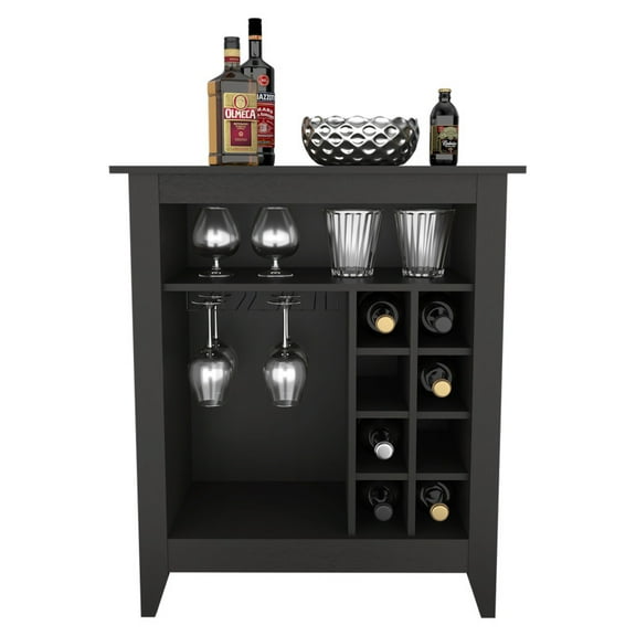 Black Mojito Bar Cabinet - Metal Construction with Open Drawer & Shelf - Ideal for Sports Fans, Home Bar