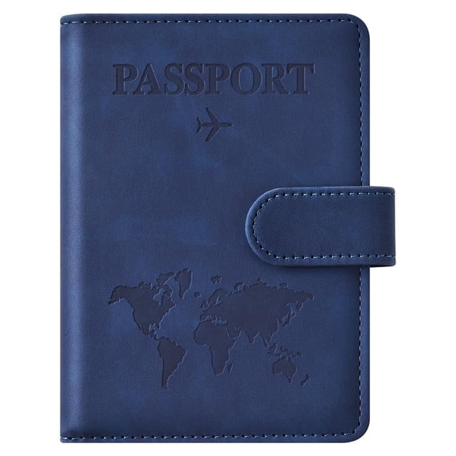 Eoehro Passport Holder for Travel Essentials, Passport Wallet Cover Case for Travel Must Haves Accessories,Passport Book Holders for Women and Men(dark blue)