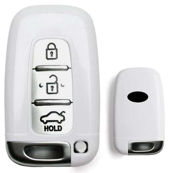 Exact Fit Gloss Metallic Pearl White Smart Remote Key Fob Shell For Hyundai Veloster Sonata Elantra Genesis Kia Optima Forte (Double Check The Year/Fitment in Description)