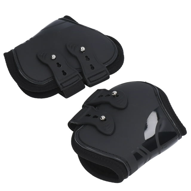 Horse Boot, Horse Tendon Boots Set Buffering PU Shell Protection Open Straps Sturdy For Horses Black Hind Legs