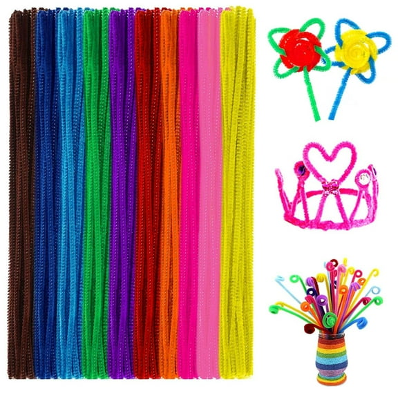 HTSQYL 200pcs Pipe Cleaners, Pipe Cleaners for Crafts, Craft Supplies Multicolor Chenille Stems for Art&Craft Christmas DIY Projects(12inch*6mm,10 colors)