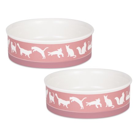 UPC: 0072456144133 | Pet Bowl Cats Meow Rose Large 7.5Dx2.4H (Set of 2)