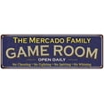 thumbnail image 1 of The Mercado Family Gift Blue Game Room Metal 6x18 Sign 206180037766, 1 of 1