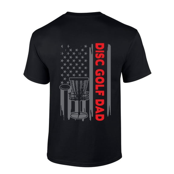 Mens Disc Golf Tshirt American Flag Disc Golf Dad Back Design Short Sleeve T-shirt-Black-4xl