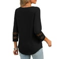 thumbnail image 2 of POENTAB Blouses for Women V Neck 3/4 Sleeve Ladies Work Tops Dressy Casual 2026 Trendy T Shirts Summer Clothes Black, 2 of 5
