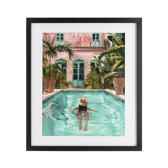 Stupell Industries Modern Girl Swimming In Pool Black Framed Print Under Glass, 13 x 16, by The Prints Vibe