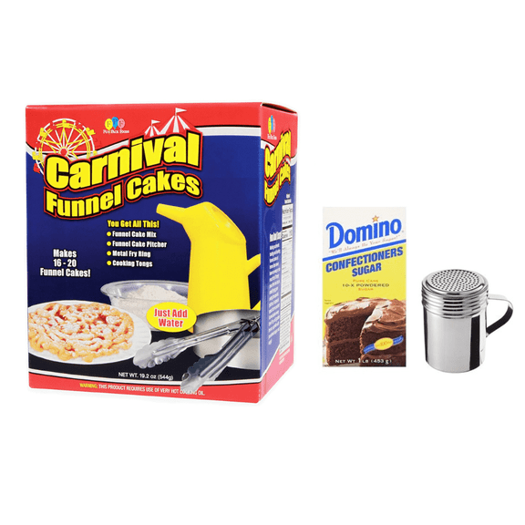 Funnel Cake Kit - Funnel Cake Maker -Dredge, and 1lb Confections Sugar- Carnival Supplies- DYI Funnel Cake Carnival Fun
