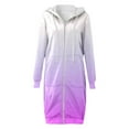 thumbnail image 5 of Long Hoodies for Women 2025 Fall Winter Long Sleeve Zip Up Gradient Hooded Sweatshirt with Pockets Jacket Coat, 5 of 7