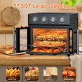 thumbnail image 2 of 27.5 Quart 6 Slices Large French Door  Air Fryer Convection Toaster Oven,  1700W, Multifunction Oven for Air Fryer, Toast, Grill, Defrost, Bake, Time and Temperature Controls, Black, 2 of 7
