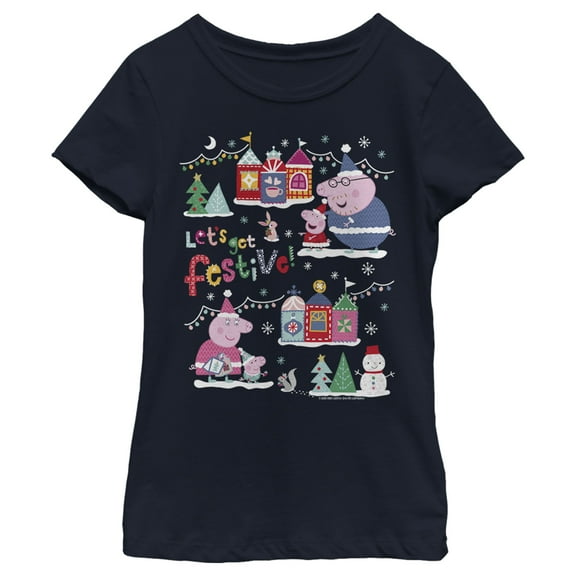 Girl's Peppa Pig Christmas Let's Get Festive  Graphic T-Shirt