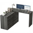 thumbnail image 1 of HOMCOM L Shaped Computer Desk with 6 Drawers Black Wood Grain, 1 of 10