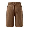 thumbnail image 4 of Mens Cotton Linen Casual Beach Shorts Classic Fit Soft Comfort Breathable Summer Shorts with Buttons Elastic Waist Coffee XL, 4 of 5