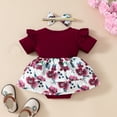 thumbnail image 4 of WIBACKER Baby Girl Summer Clothes Newborn Girls Short Sleeve Letter Print Romper +Headband Infant Bodysuit Skirt Outfit 0-18 Months, 4 of 10