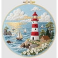 thumbnail image 1 of Kits de punto de cruz para principiantes | Faro en la isla (20 cm con marco), 1 of 3