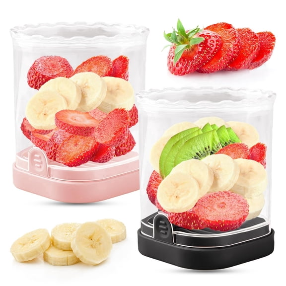 Fruit Slicer Cup | Strawberry Slicer | Banana Slicer | Grape Cutter | Egg Slicers | Detachable Fruit Cutter Slicer with Push Plate | Creative Strawberry Slicer Kitchen Gadget (Black)