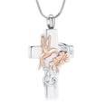 thumbnail image 2 of Customize Cross with Hummingbird and Flower Urn Pendants with Chain Necklace for Ashes of Loved One Cremation Jewelry for Ashes Holder, 2 of 5