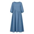 thumbnail image 5 of YuXingFu Sundresses for Women Maxi Crew Neck Plus Size Womens Dress 3/4 Sleeve Flowy Long Casual Summer Blue XL, 5 of 8