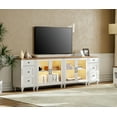 thumbnail image 6 of Farmhouse Kitchen Buffet Sideboard Cabinet with 4 Glass Door, Mid-Century Cupboard & End Table with Charging Station, 4-in-1 Console Table Entertainment Center for Living Room Dining Room, White, 6 of 8