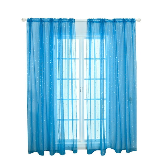 Window Star Moon Decor Curtain Screen Gray Curtains Child Blue