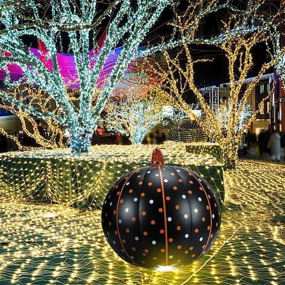 Inflatable Oval Pumpkin Outdoor Courtyard Decoration for Halloween Yard and Pool Weather Resistant Setup