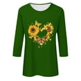 thumbnail image 4 of Tnhcen Chemises à Manches 3/4 Col Rond Imprimé Floral Automne pour Femmes - Basiques Décontractés Grande Taille P-3TG, 4 of 4