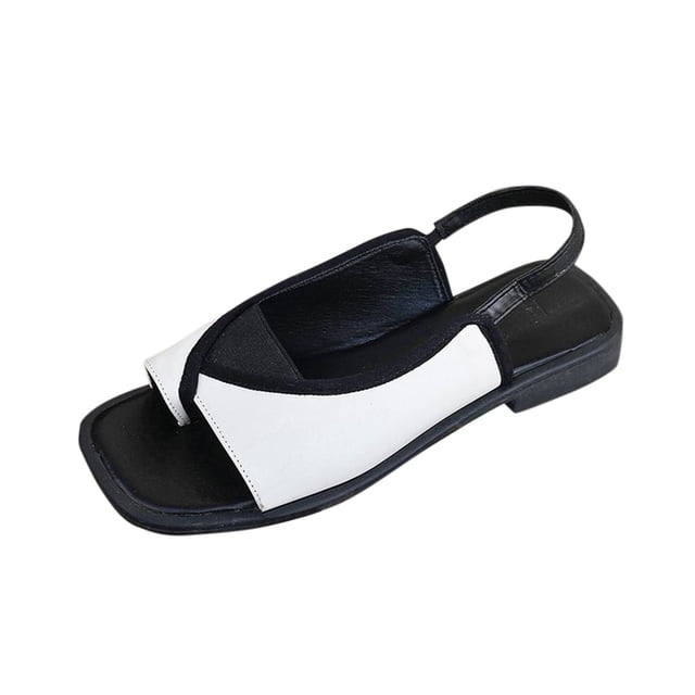 IUJSOY Women's Clip Toe Sandals Slingback Square Open Toe Splicing Flip Flops Fashion Summer Flats