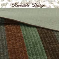 thumbnail image 5 of Cozy Line Home Fashions Cozy Line Rhett Brown Green Stripe Reversible Quilt Bedding Set King, 5 of 7
