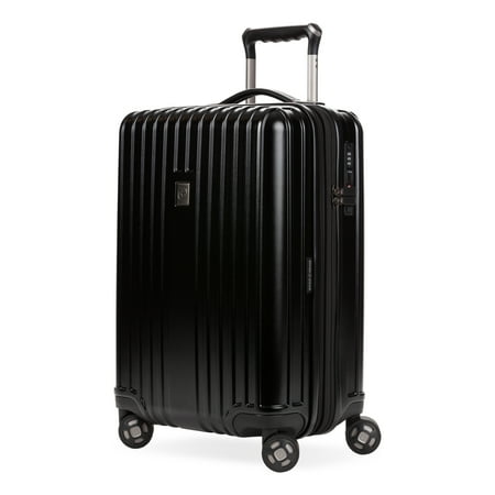 SWISSGEAR Ridge Hardside Expandable Carry-On Luggage with Spinner Wheels, TSA Lock and USB, Black