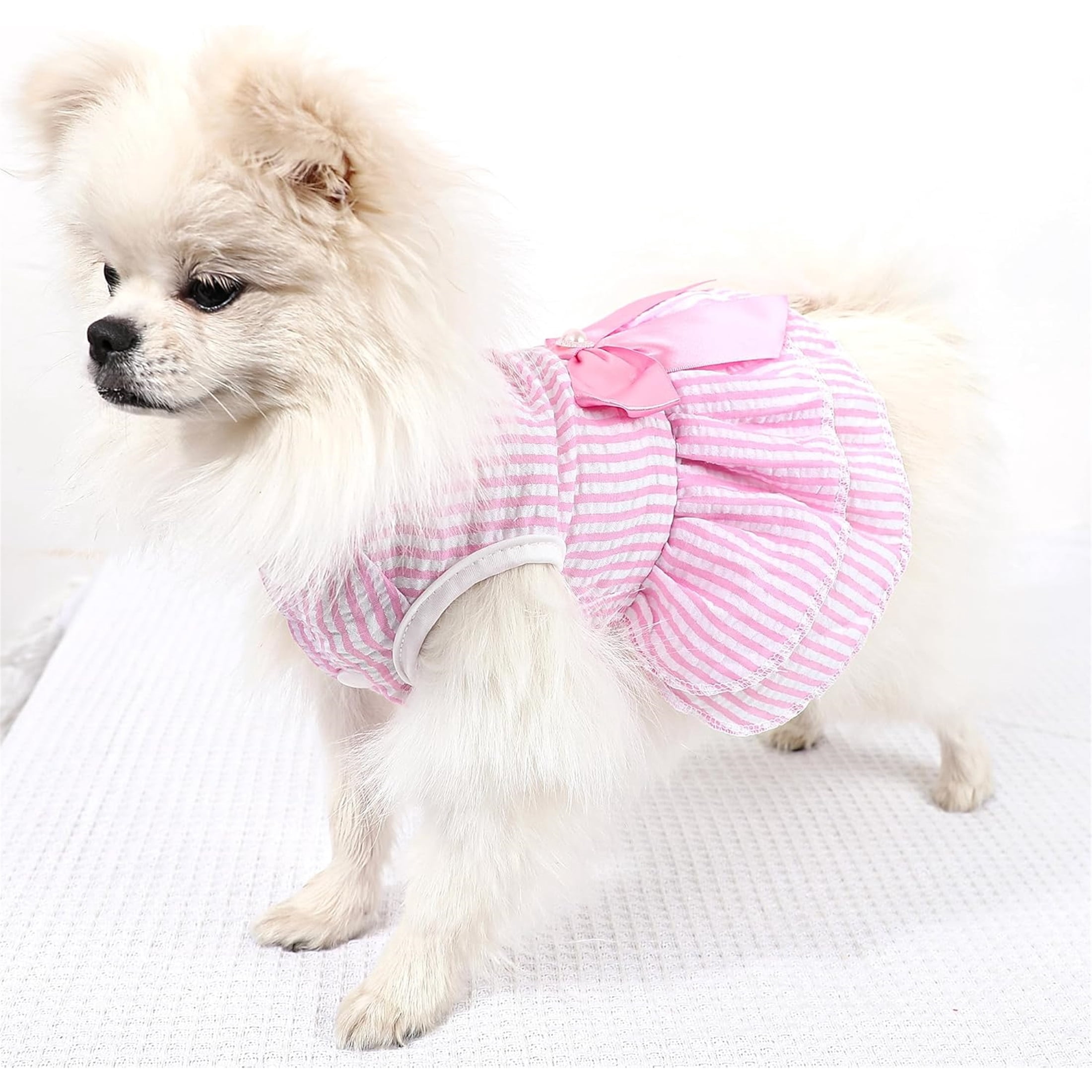 HQREA Dog Dress Cute Pet Princess Dresses with Bowknot Breathable Sweet Dog Clothes for Small Dogs Girl for Summer