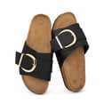thumbnail image 5 of Rexoro Women's Black Faux Leather Slide Sandals with Gold Buckle Comfort Cork Footbed Non-Slip Summer Shoes Size 7, 5 of 5