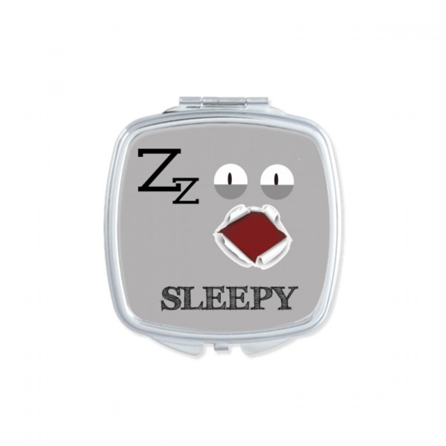 Tired Gray Emotion Snore Sleepy Mirror Portable Compact Pocket Makeup Double Sided Glass