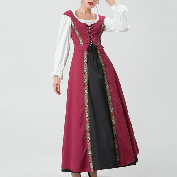 Renaissance Costume Womens Medieval Chemise Dress Irish Over Dress Gothic  Vintage Long Dress Lace UP High Waist Gown Dress : : Clothing,  Shoes & Accessories