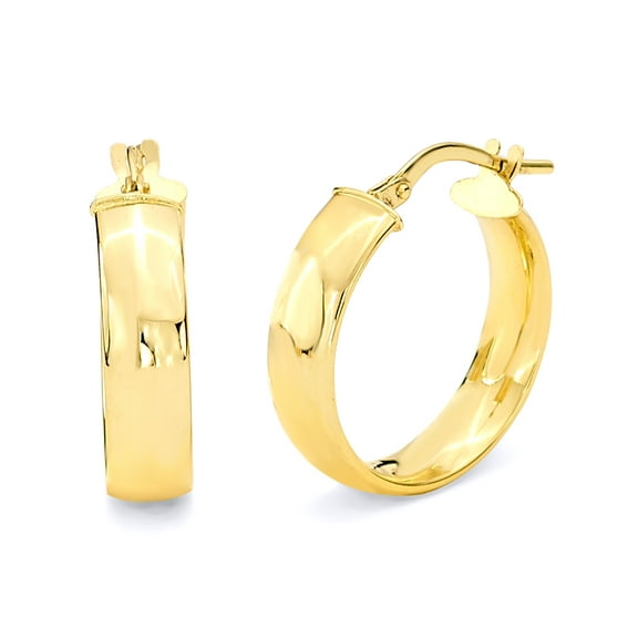 Wellingsale Ladies 14k Yellow Gold Polished 5mm Basic Hollow Hoop Earrings (18 x 18 mm)